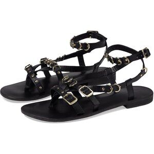 Free People Shoes Midas Touch Black Leather Strappy Sandals